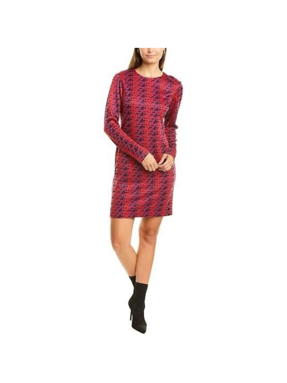Trina Turk Greer Geometric Print Long Sleeve Shift Dress Size 8